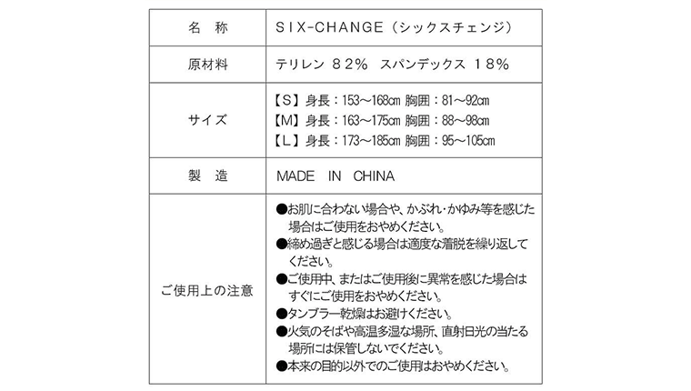 シックスチェンジを購入・着用する際の注意点について